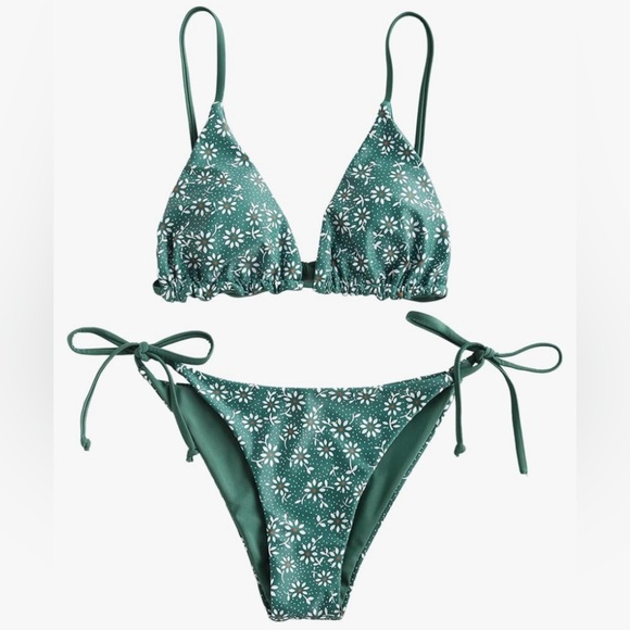 Forever Young Green Reversible Bikini Bathing Suit Swimsuit Size Small - Picture 2 of 10